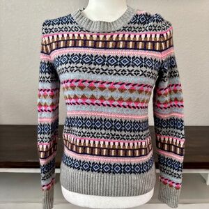 J. Crew Festive Fair Isle Viscose Wool Sweater Women's Size XS